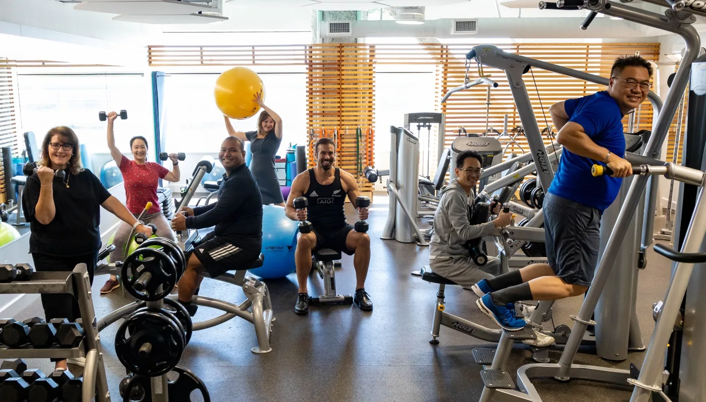 SFO employees using the gym