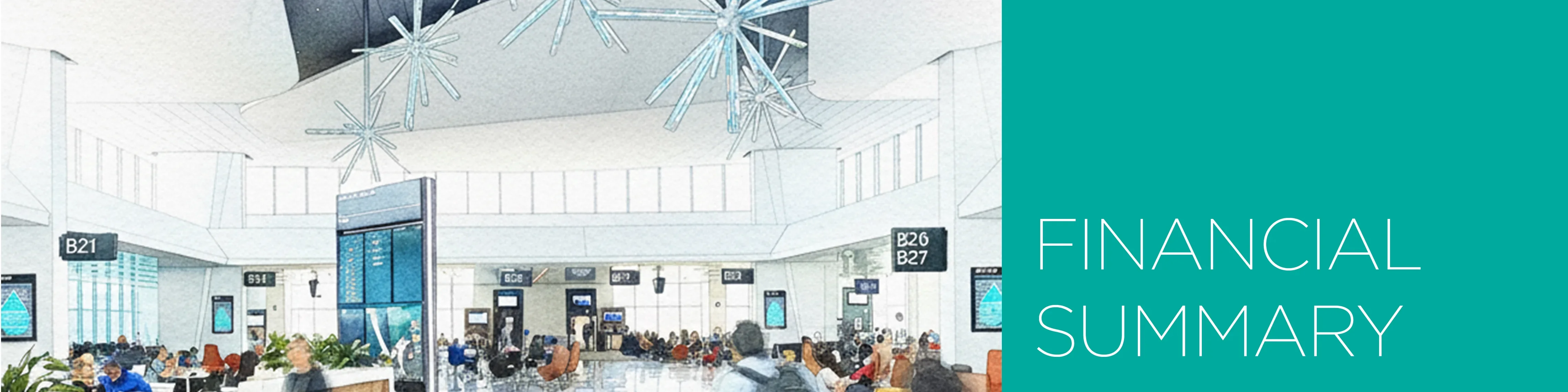 Vector drawing of Harvey Milk Terminal 1 gate area