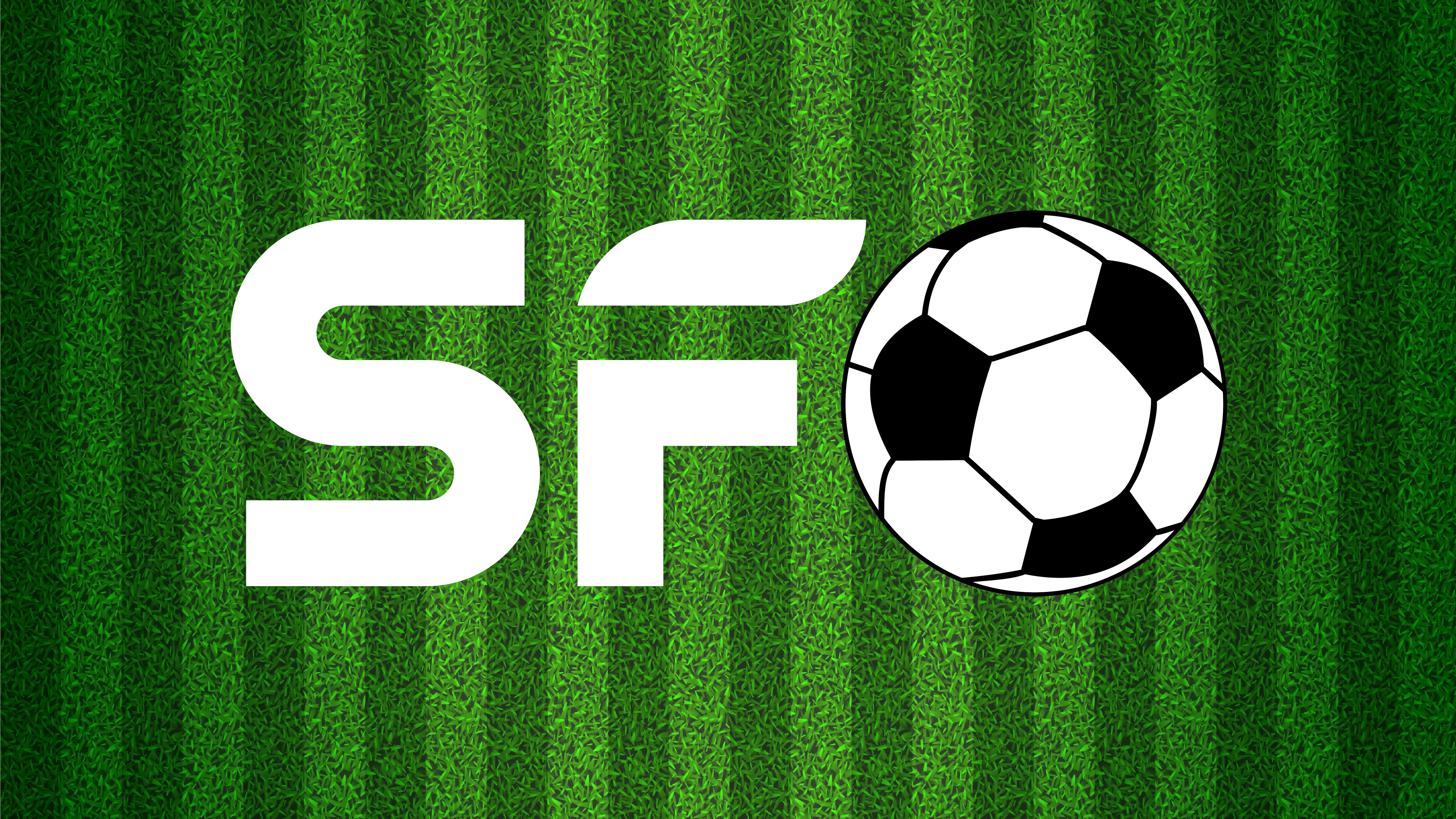 Soccer ball placed in the SFO logo with a grass background