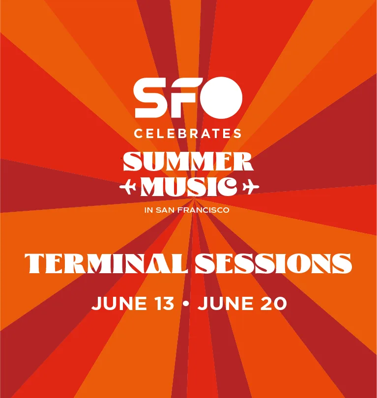 Summer Music in San Francisco promotion with dates and an orange background